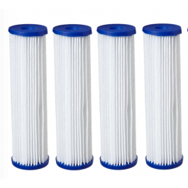 4x 10" Sediment Water Filter Pleated Polyester 20µm Washable Reusable 