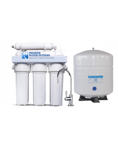 Premier 5 Stage - 50 GPD Reverse Osmosis Water Filtration System | Manual Flush Valve + Designer Faucet