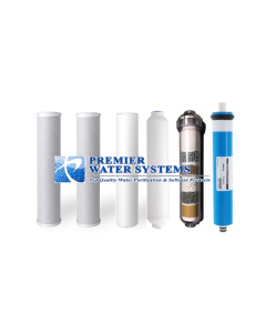 Replacement Water Filter Set for 6 Stage Alkaline Reverse Osmosis Filtration Systems: 100 GPD RO Membrane + Alkaline Filter - CB