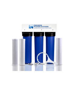 3-Stage 20" Whole House Triple Big Blue Well Water Filtration System 1" FPNT Inlets w/Sediment, Carbon Block, and KDF 85 /GAC Filters