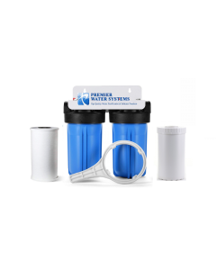 Whole House 10" Big Blue Water Filter System + Filters (Sediment, KDF85 + Carbon) 