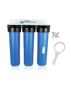 TRIPLE BIG BLUE HOUSING 20" WATER FILTER SYSTEM 1" WITH BRACKET + WRENCH